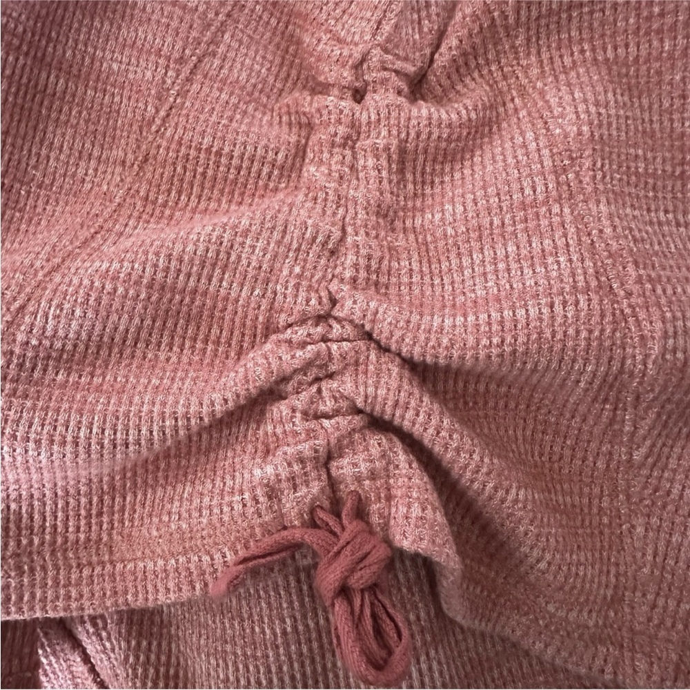 J Jill Pullover Womens Large Cotton Heather Pink Waffle Cowl Neck Knit Side Tie - Picture 8 of 11